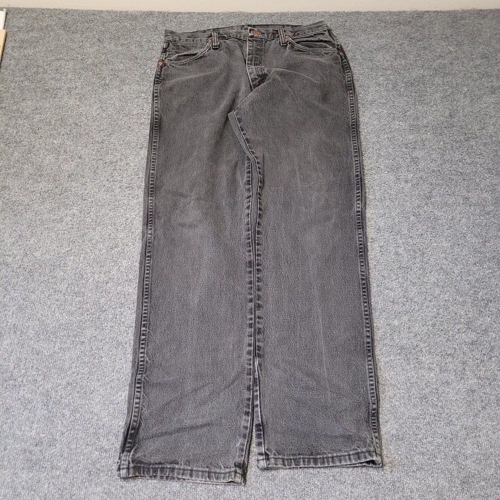 Wrangler Jeans Mens Size 34 Faded Black Cowboy Cut 13MWZ Heavyweight Denim